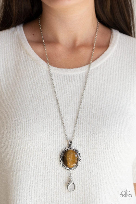 Paparazzi Accessories-Stone Aura - Brown Necklace - jewelrybybretta