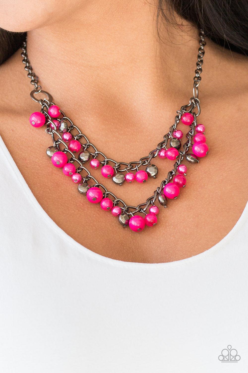 Paparazzi Accessories-Watch Me Now - Pink Necklace