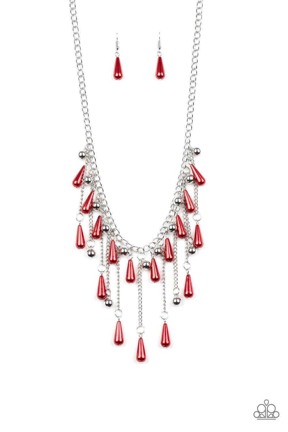 Paparazzi Accessories-Fleur de Fringe - Red Necklace