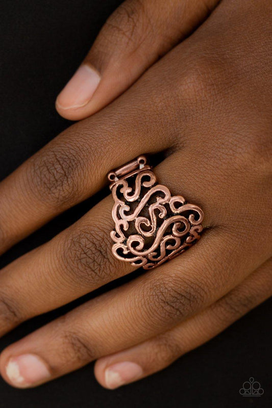 Paparazzi Accessories-Dizzy Demure - Copper Ring