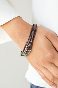 Paparazzi Accessories-Lay Low - Brown Magnetic Bracelet