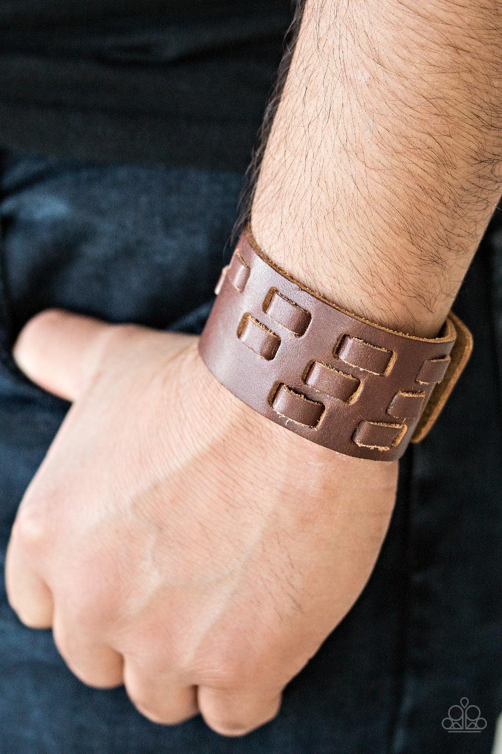 Paparazzi Accessories- Rodeo Rampage - Brown Urban Bracelet - jewelrybybretta