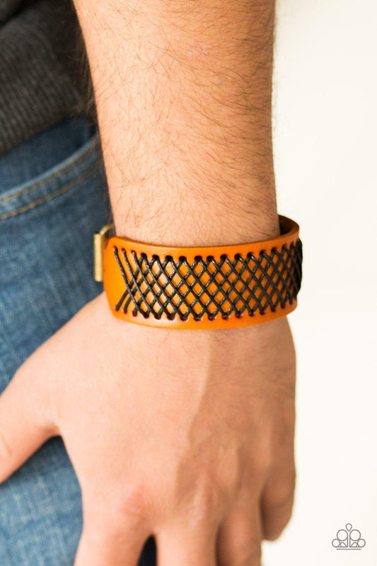 Paparazzi Accessories-Cross The Line - Brown Bracelet