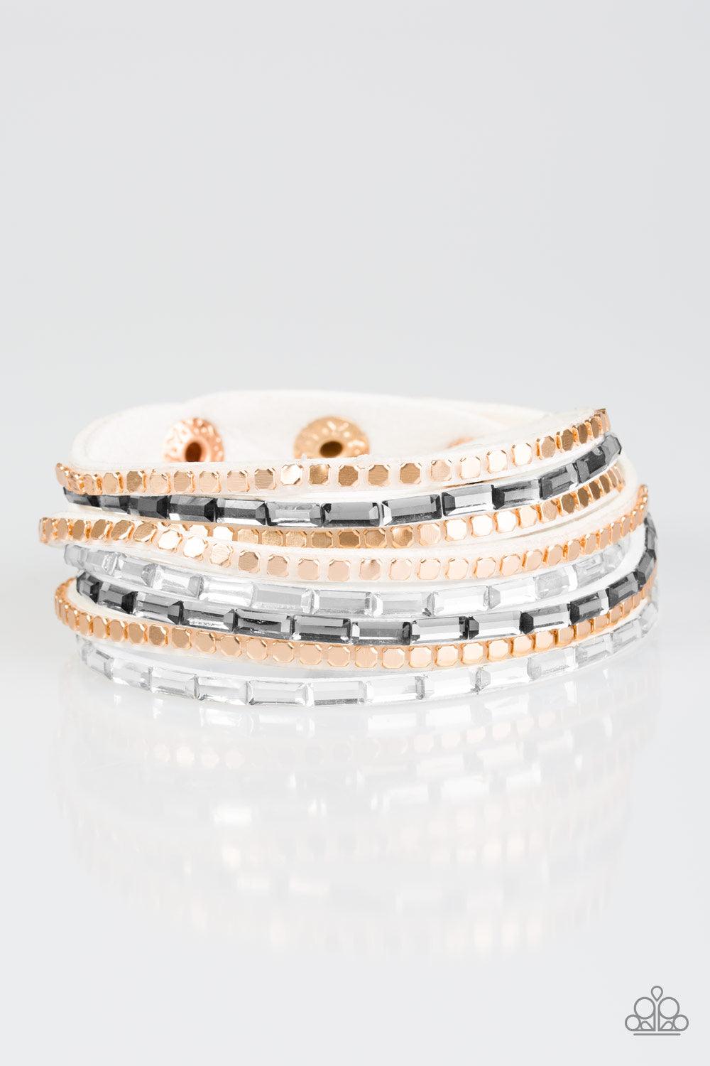 Paparazzi Accessories-This Time With Attitude - White Wrap Bracelet