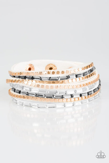 Paparazzi Accessories-This Time With Attitude - White Wrap Bracelet