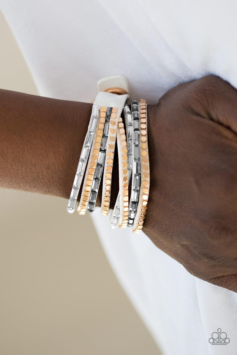 Paparazzi Accessories-This Time With Attitude - White Wrap Bracelet