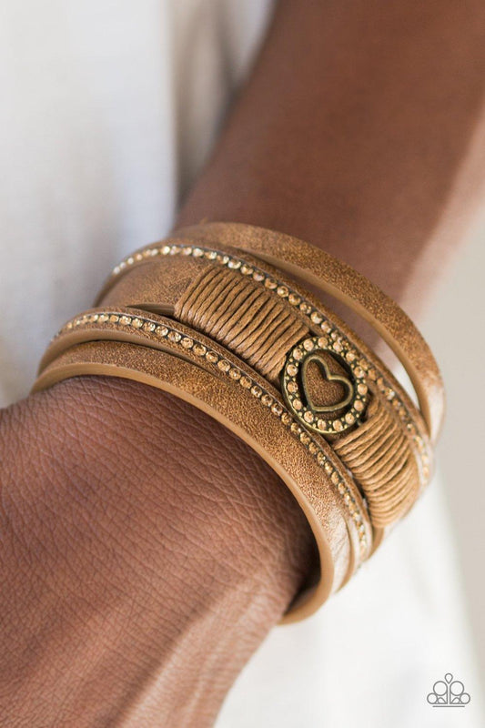 Paparazzi Accessories-It Takes Heart - Brass Bracelet