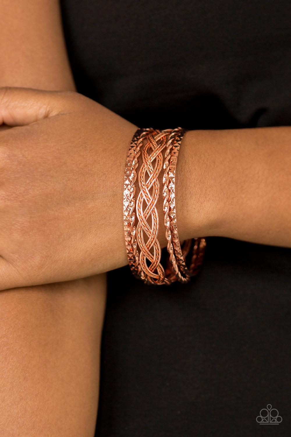 Paparazzi Accessories-Straight Street - Copper Bracelets