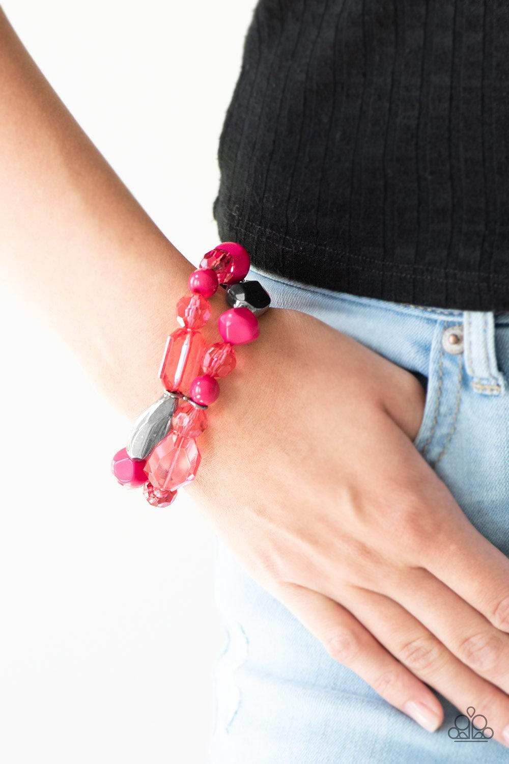 Paparazzi Accessories-Rockin Rock Candy - Pink Bracelet