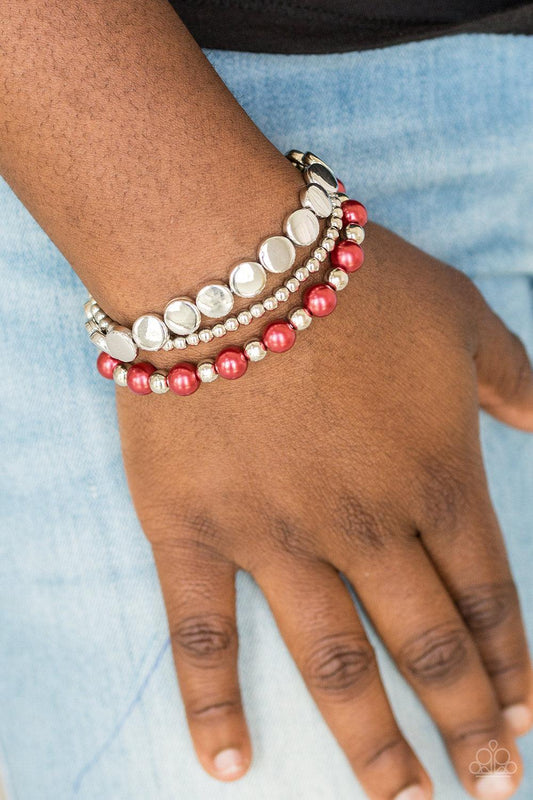 Paparazzi Accessories-Girly Girl Glamour - Red Bracelet