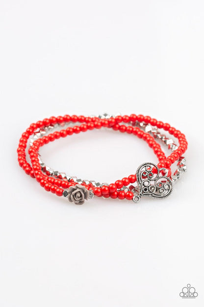 Paparazzi Accessories-Lovers Loot - Red Bracelet