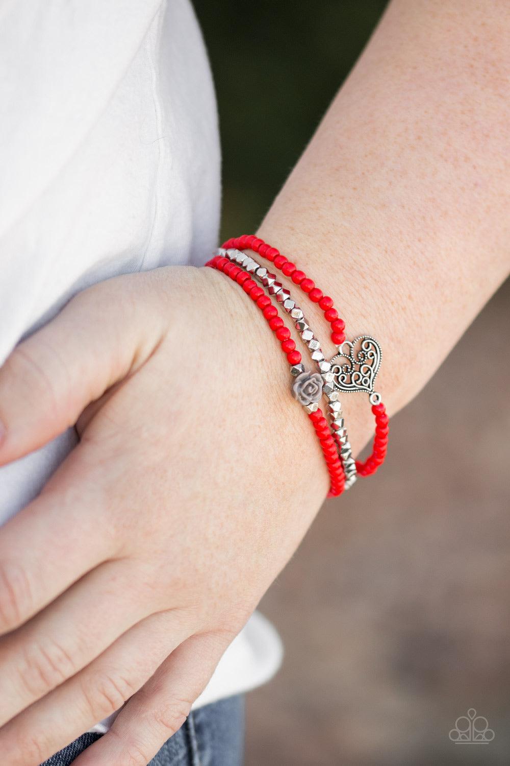 Paparazzi Accessories-Lovers Loot - Red Bracelet