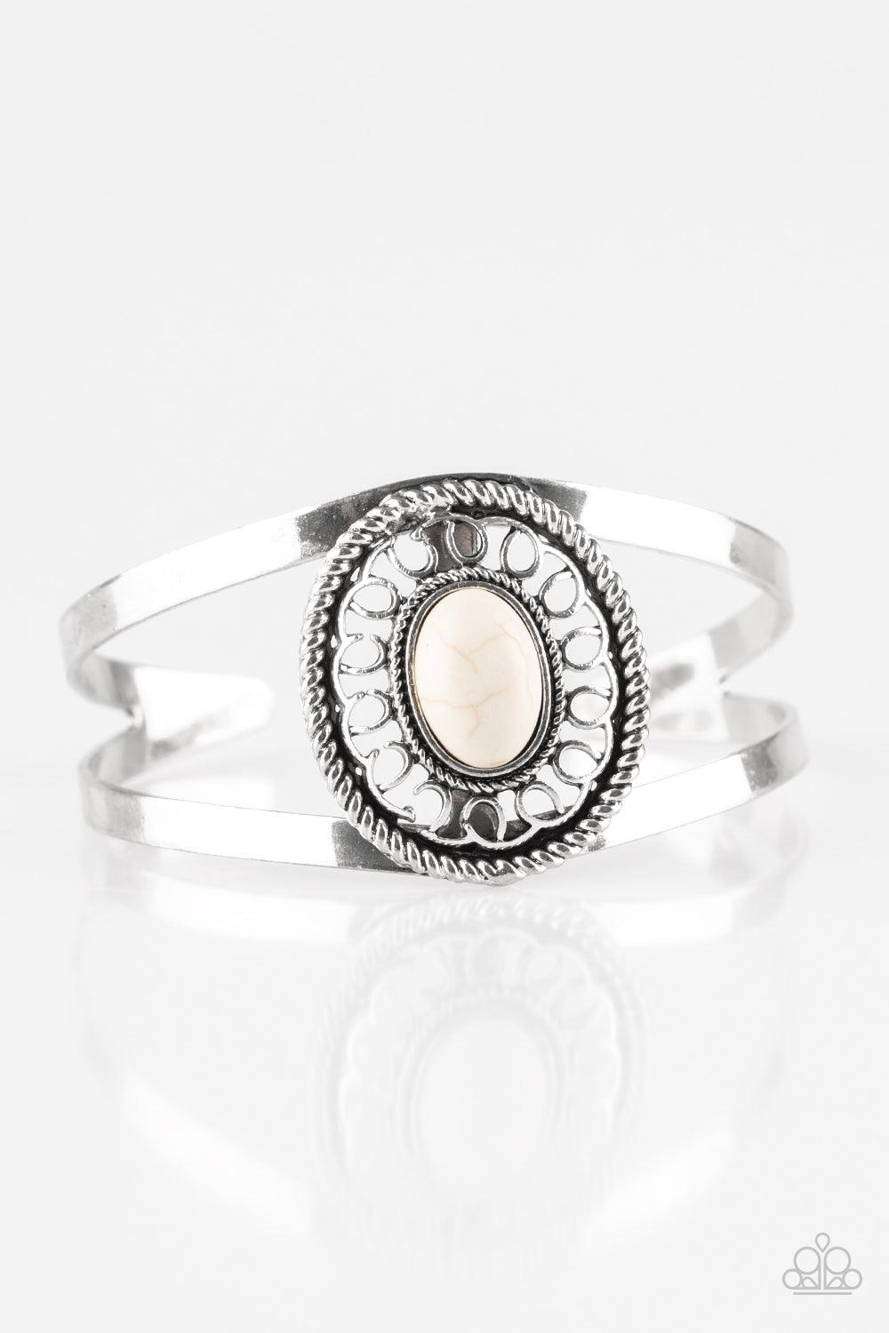 Paparazzi Accessories-Deep In The TUMBLEWEEDS - White Cuff Bracelet