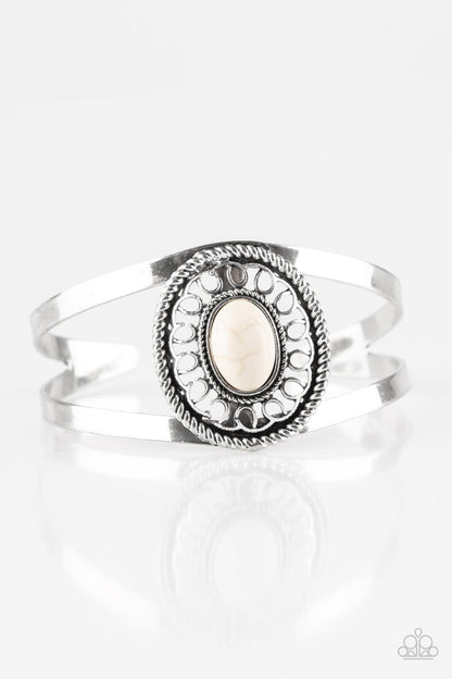 Paparazzi Accessories-Deep In The TUMBLEWEEDS - White Cuff Bracelet