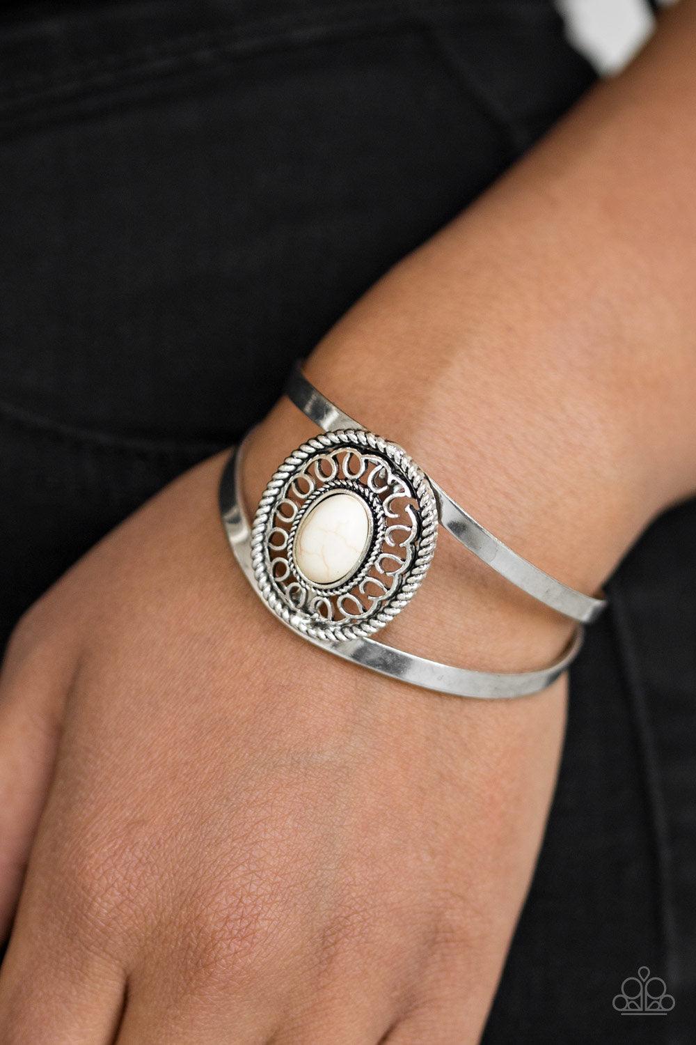 Paparazzi Accessories-Deep In The TUMBLEWEEDS - White Cuff Bracelet