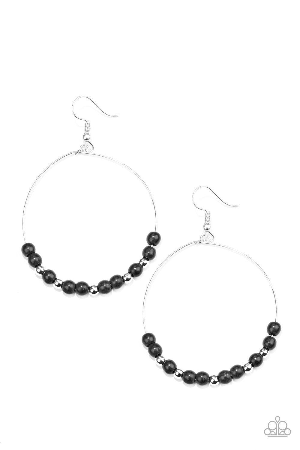 Paparazzi Accessories-Stone Spa - Black Earrings