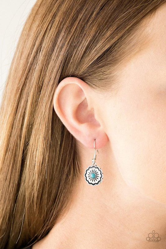 Paparazzi Accessories-Badlands Buttercup - Blue Earrings