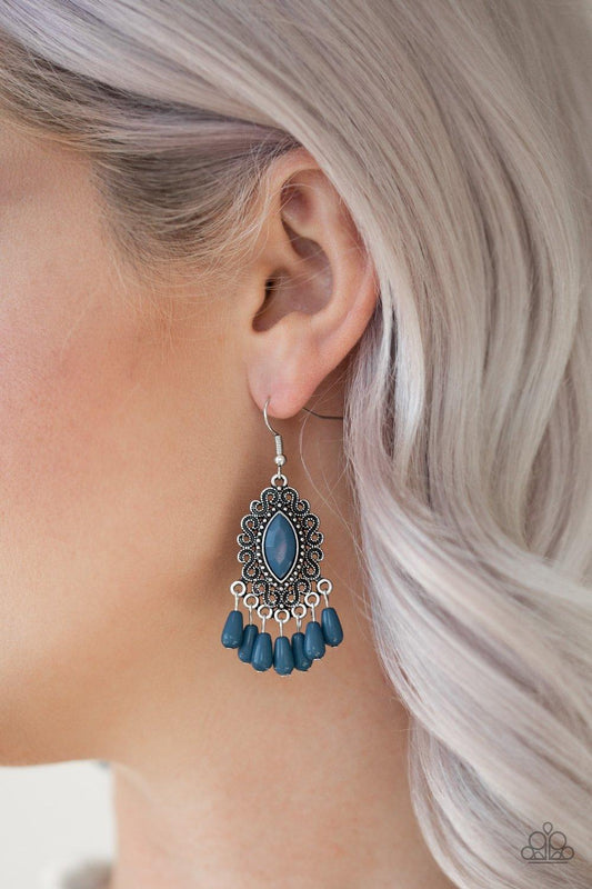 Paparazzi Accessories-Private Villa - Blue Earrings