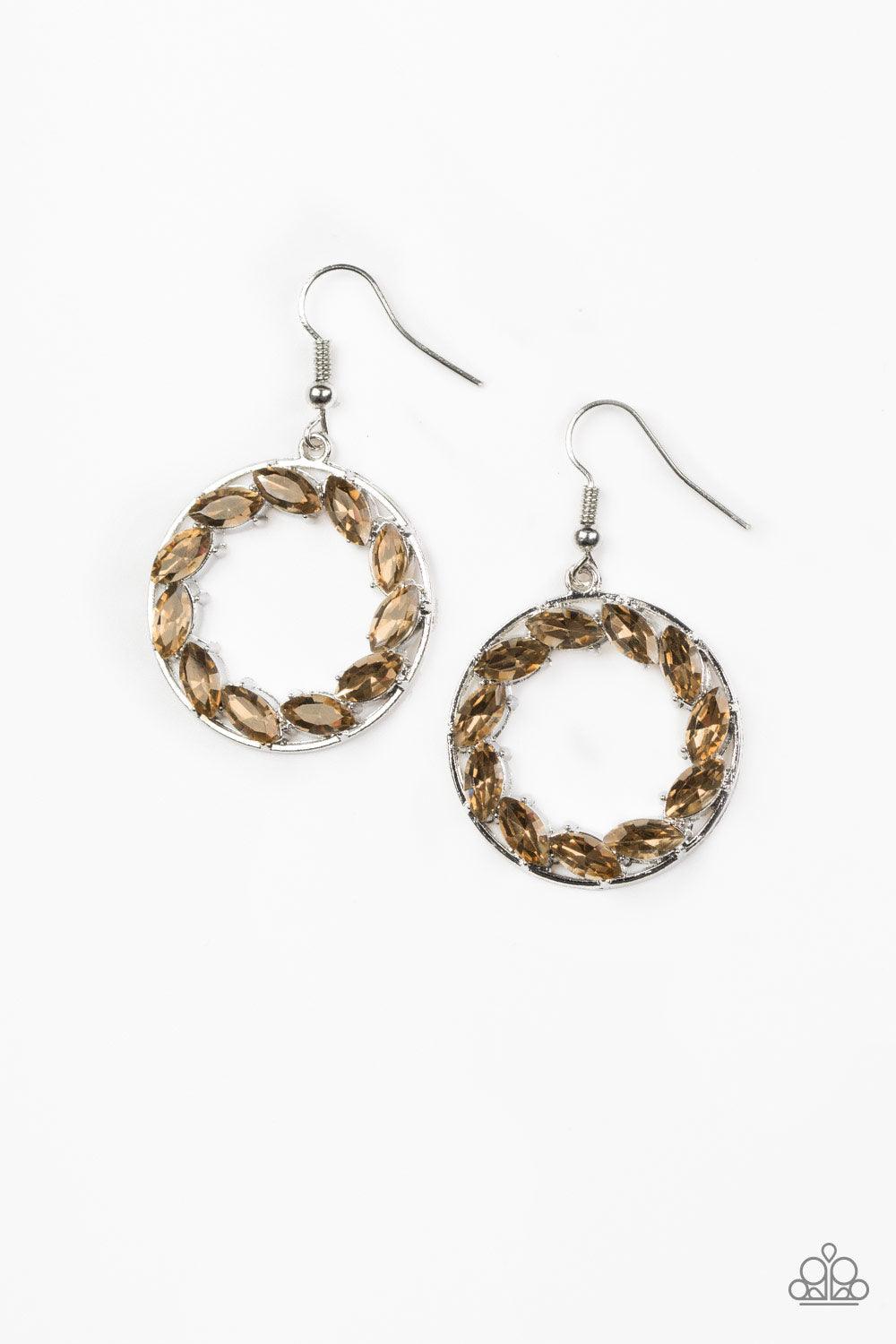 Paparazzi Accessories-Global Glow - Brown Earrings