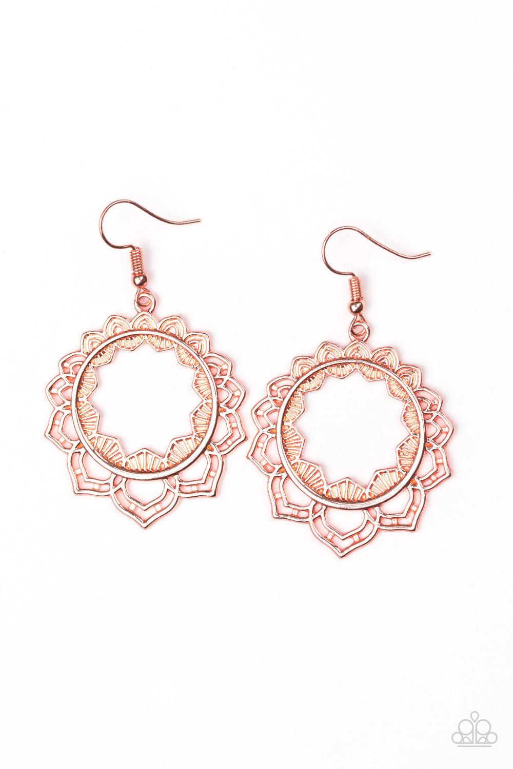 Paparazzi Accessories-Modest Mandalas - Copper Earrings
