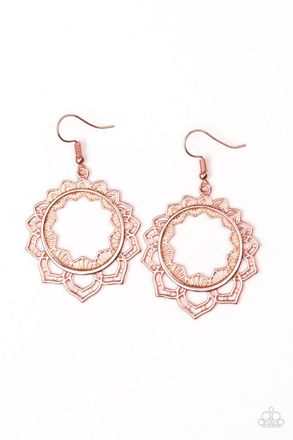 Paparazzi Accessories-Modest Mandalas - Copper Earrings