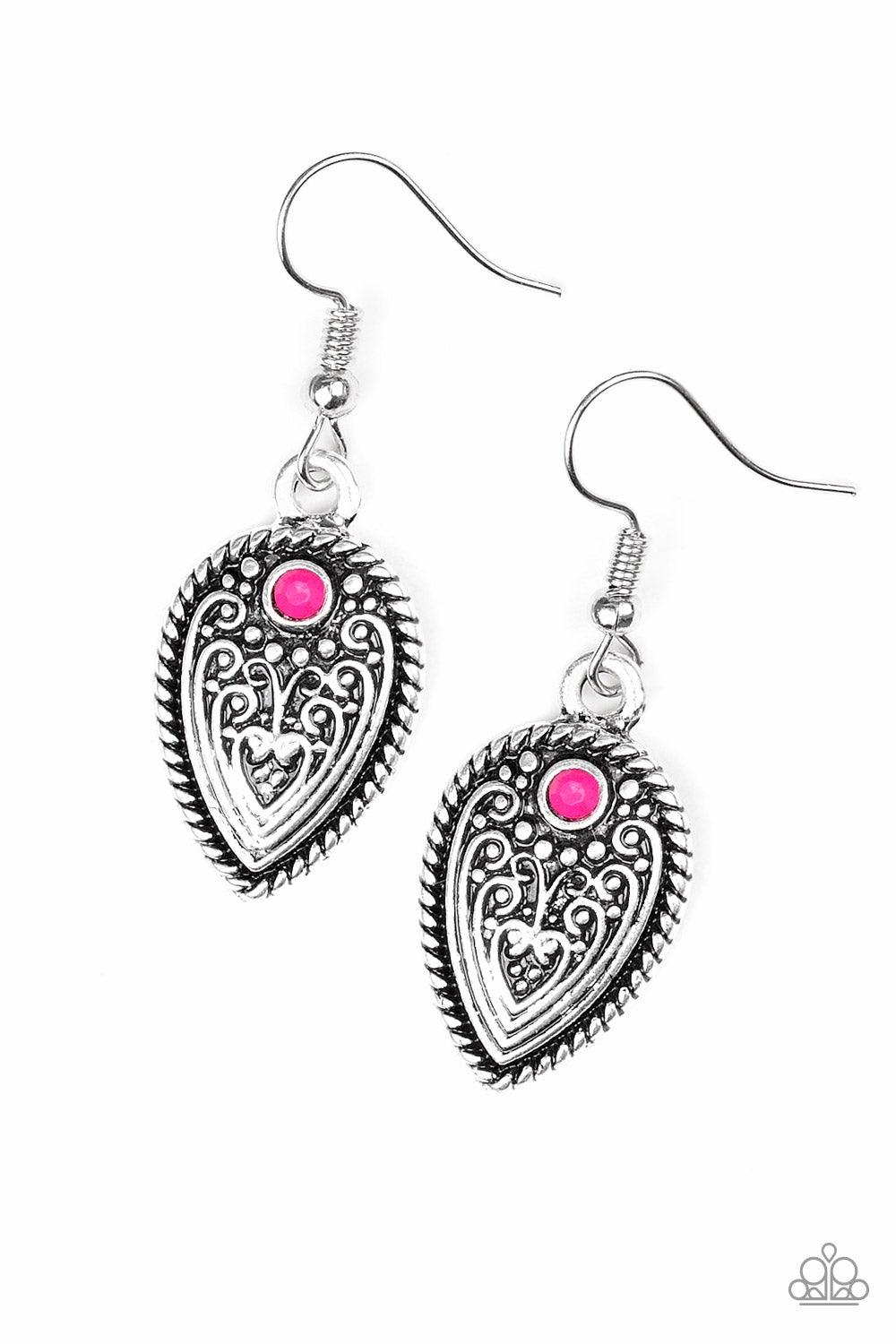 Paparazzi Accessories-Distance PASTURE - Pink Earrings