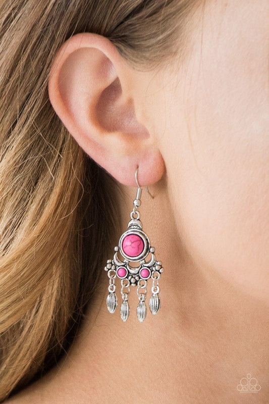 Paparazzi Accessories-No Place Like HOMESTEAD - Pink Earrings