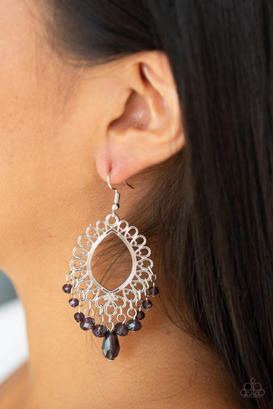 Paparazzi Accessories-Just Say Noir Purple Earrings