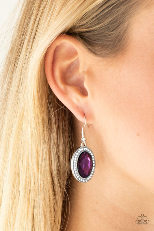 Paparazzi Accessories-Only FAME In Town - Purple Earrings