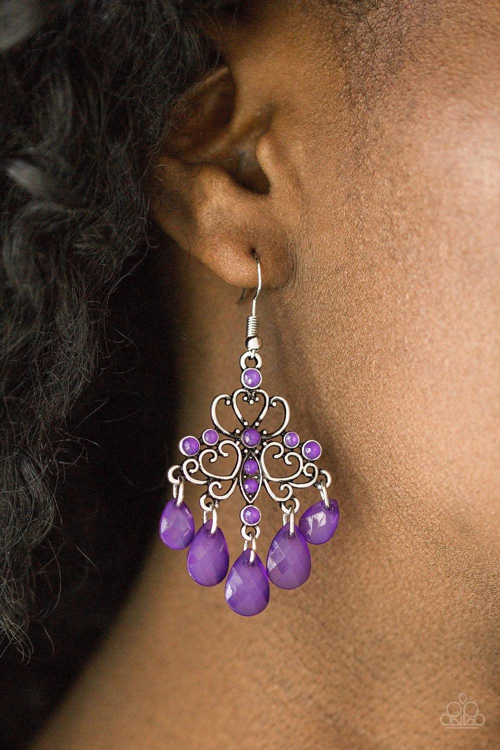 Paparazzi Accessories-Dip It GLOW - Purple Earrings