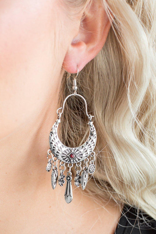 Paparazzi Accessories-Nature Escape - Red Earrings