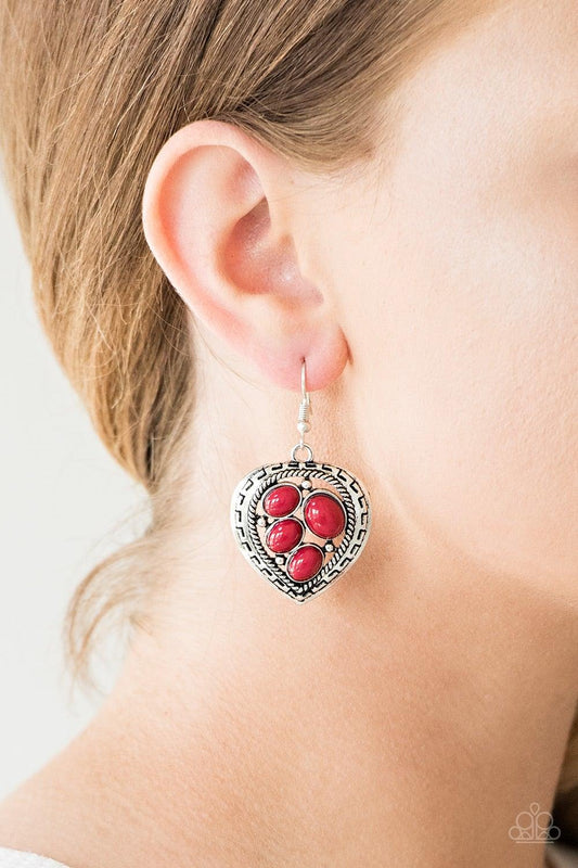 Paparazzi Accessories-Wild Heart Wonder - Red Earrings