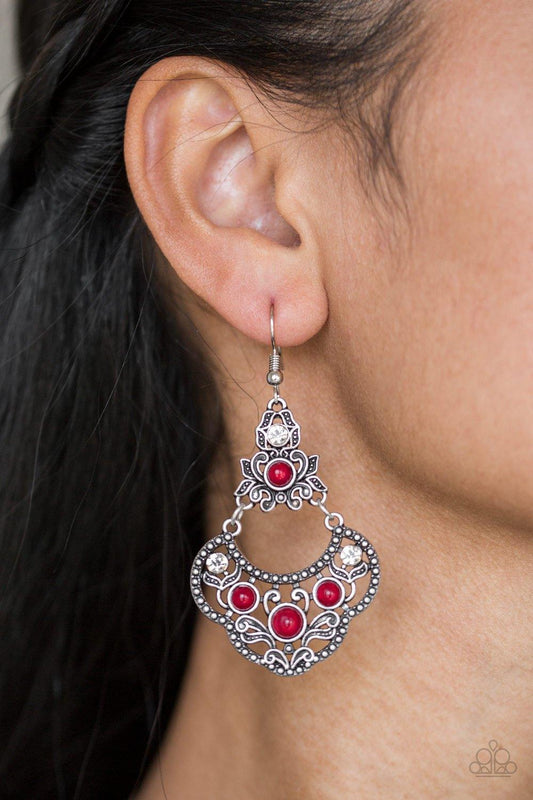 Paparazzi Accessories-Garden State Glow - Red Earrings