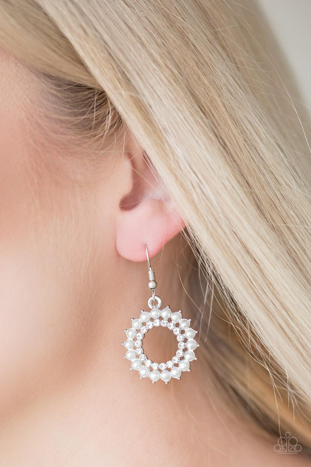  Paparazzi Accessories-Wreathed In Radiance - White Earrings