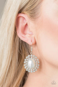 Paparazzi Accessories-Mega Movie Star - White Earrings