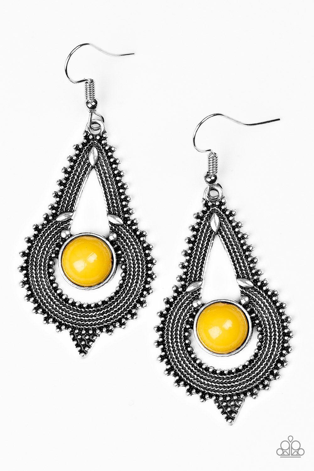 Paparazzi Accessories-Zoomin Zumba - Yellow Earrings