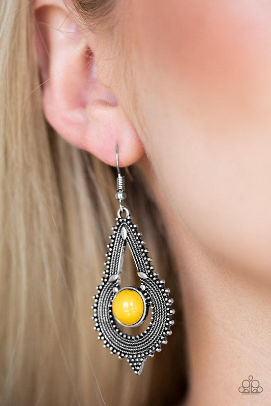 Paparazzi Accessories-Zoomin Zumba - Yellow Earrings