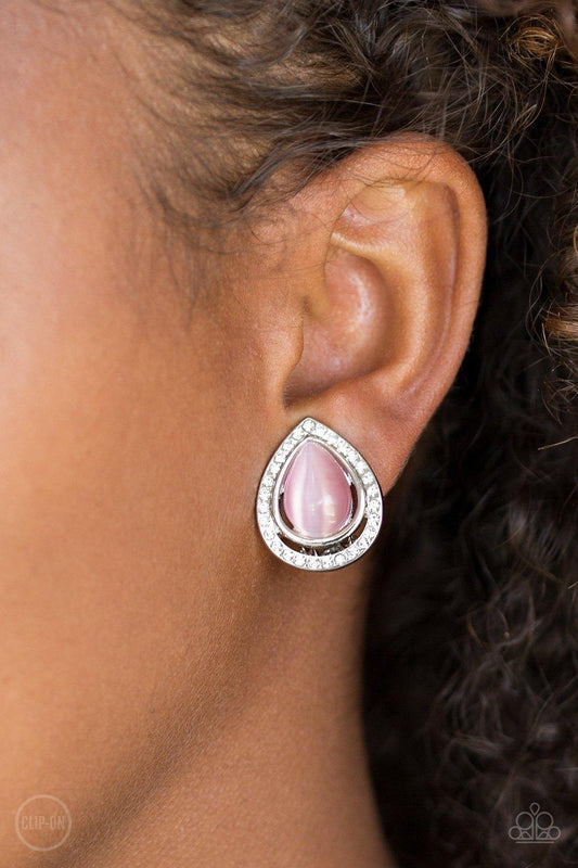 Paparazzi Accessories-Noteworthy Shimmer - Pink Clip-On Earrings