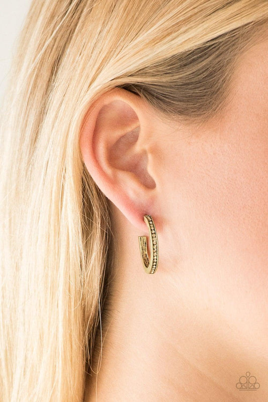 Paparazzi Accessories-Hoop Haven - Brass Earrings