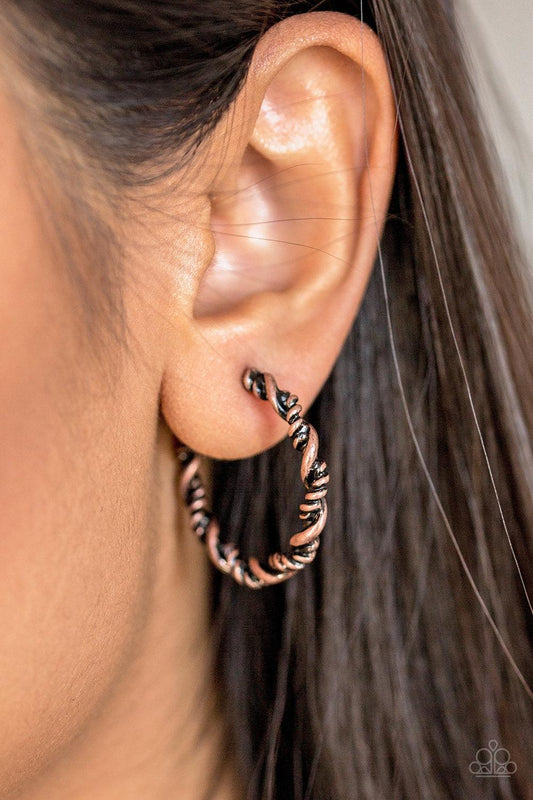 Paparazzi Accessories-Plainly Panama - Copper Earrings
