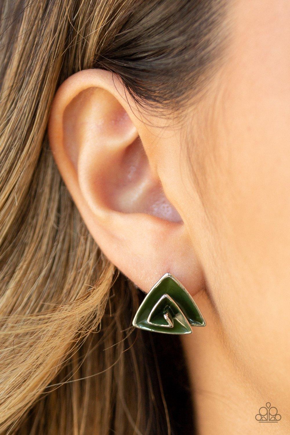 Paparazzi Accessories-On Blast - Green Earrings