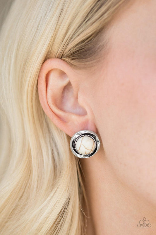 Out Of This Galaxy White Earrings - Jewelry by Bretta