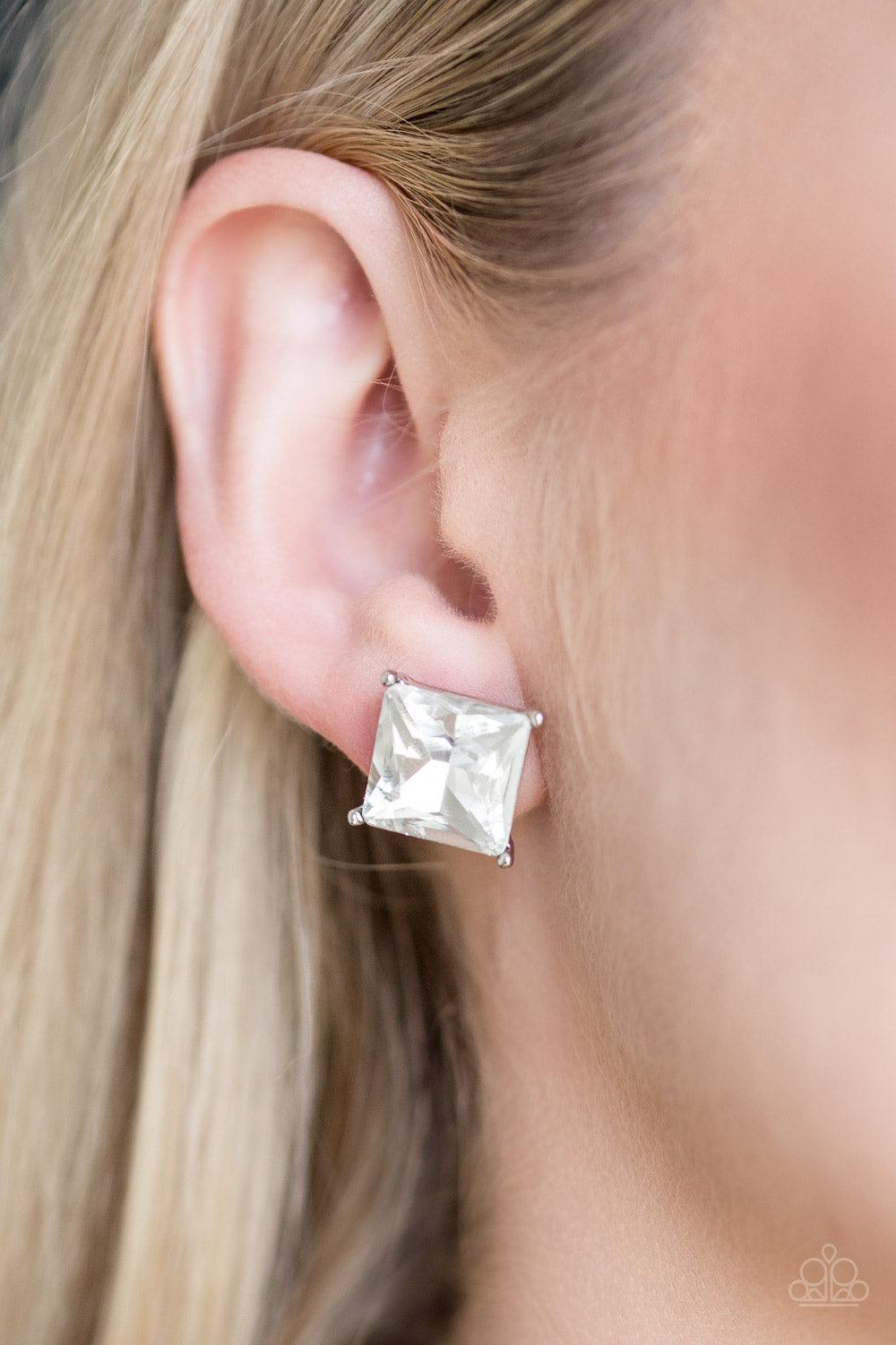 Paparazzi Accessories - The Big Bang - White Post Earring 