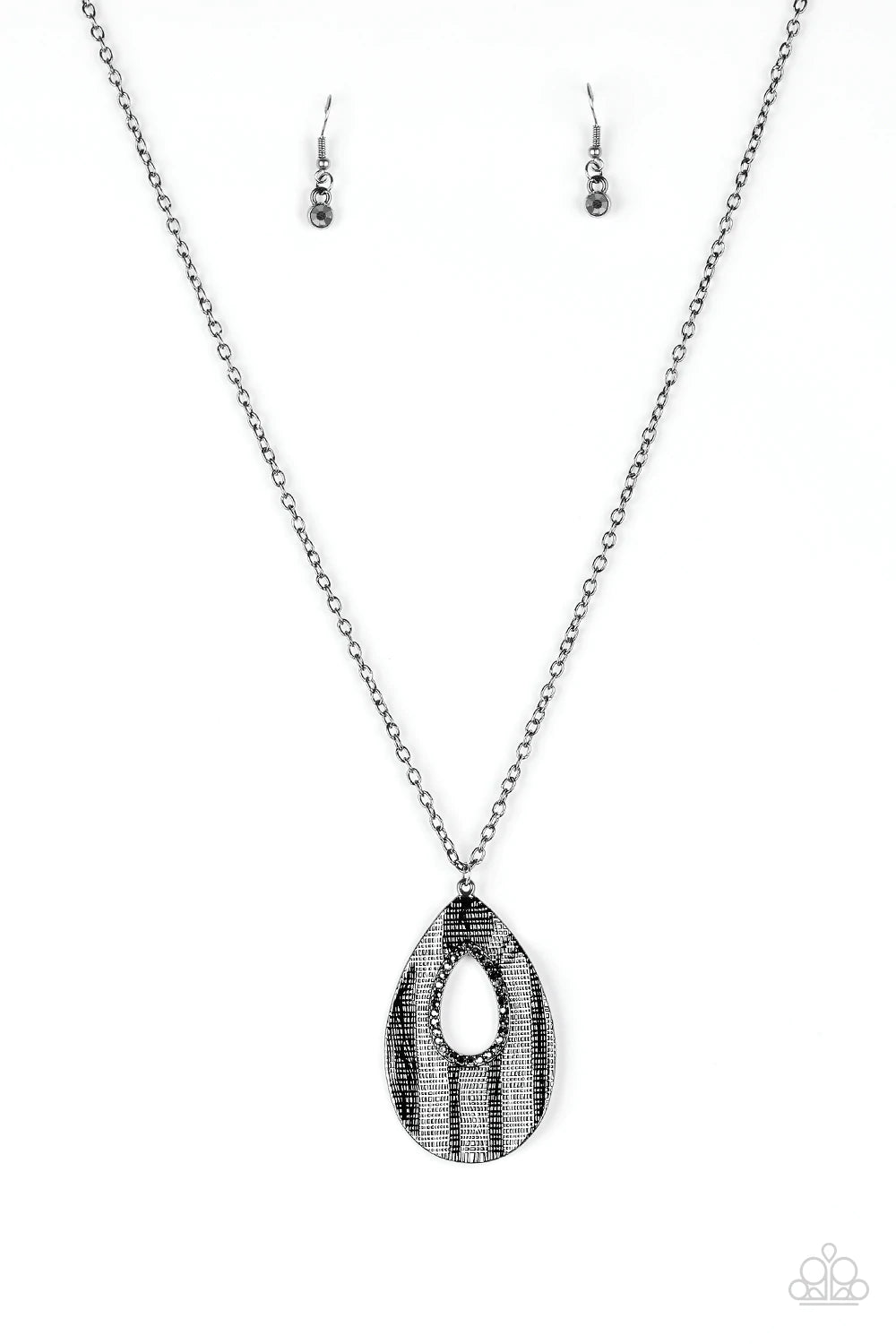 Stop, TEARDROP, and Roll Black Necklace - Jewelry by Bretta