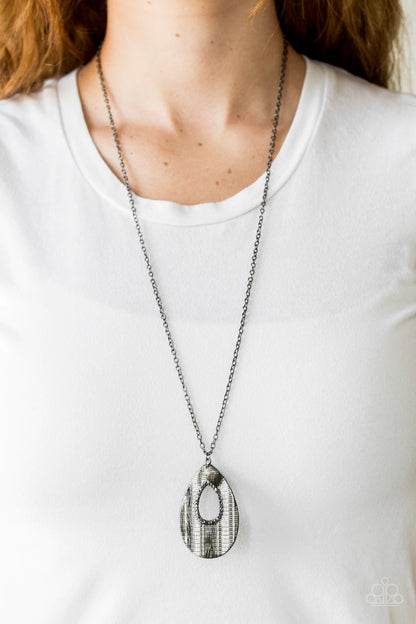 Stop, TEARDROP, and Roll Black Necklace - Jewelry by Bretta