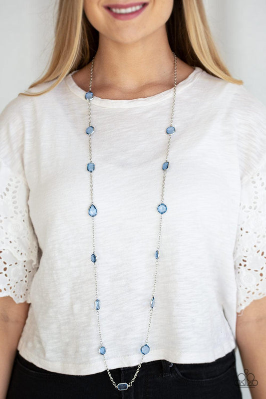 Paparazzi Accessories-Glassy Glamorous - Blue Necklace