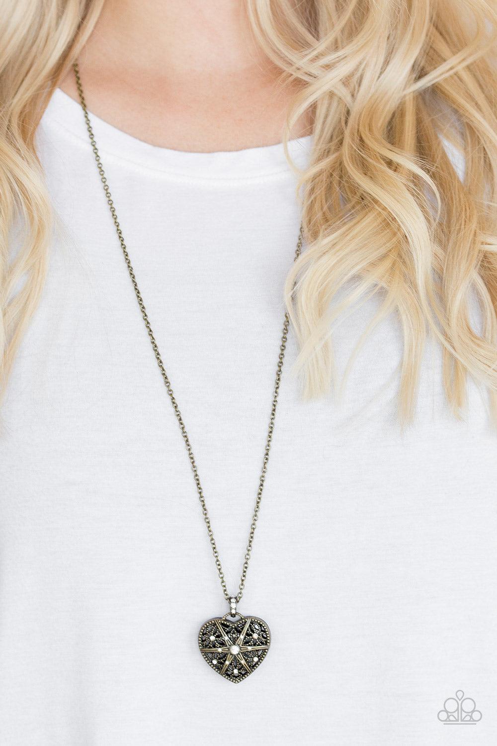 Paparazzi Accessories-Casanova Charm - Brass Necklace