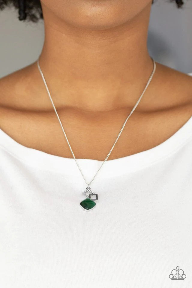 Stylishly Square Green Necklace - Jewelry by Bretta