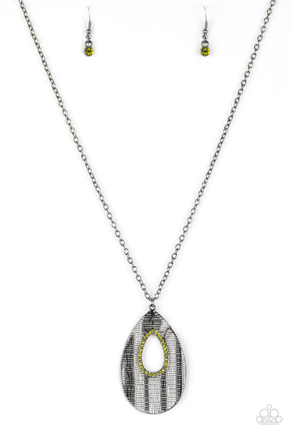 Paparazzi Accessories-Stop, TEARDROP, and Roll - Green Necklace