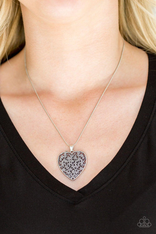 Paparazzi Accessories-Look Into Your Heart - Silver Necklace